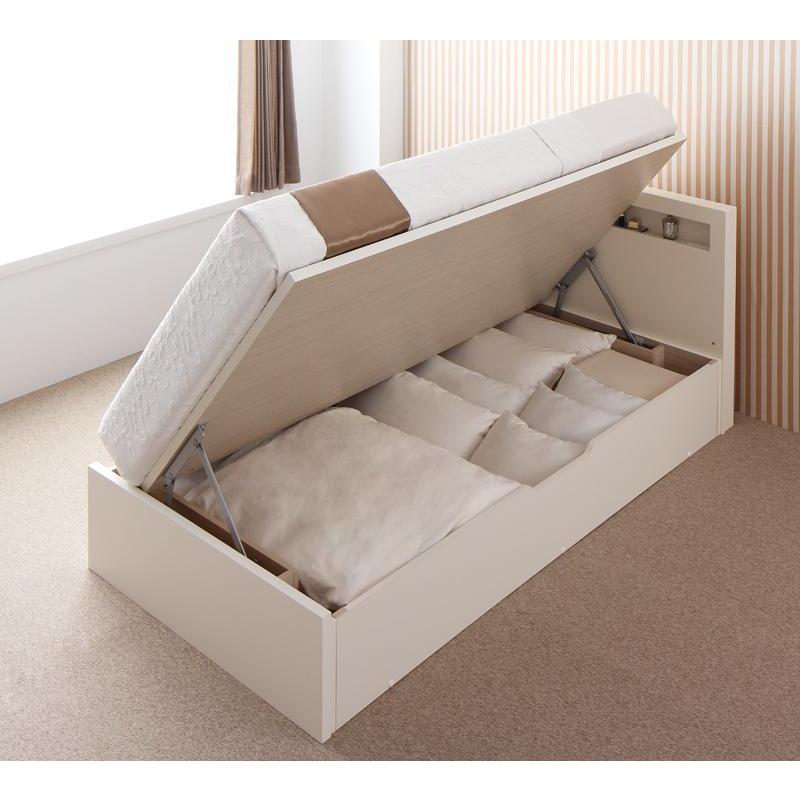 跳ね上げベッド 〔グランド・エル〕 〔薄型スタンダードボンネルコイルマットレス付〕 横開き セミダブル 深さレギュラー 〔フレーム〕NA