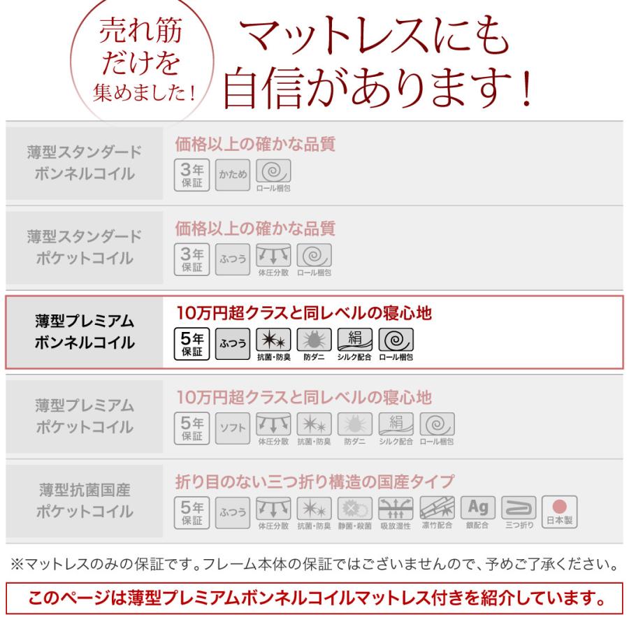 〔組立設置料込み〕跳ね上げ収納ベッド ベルグ 〔薄型プレミアムボンネルコイルマット付〕縦開き シングル ラージ ホワイト 〔マット〕ホワイト_7