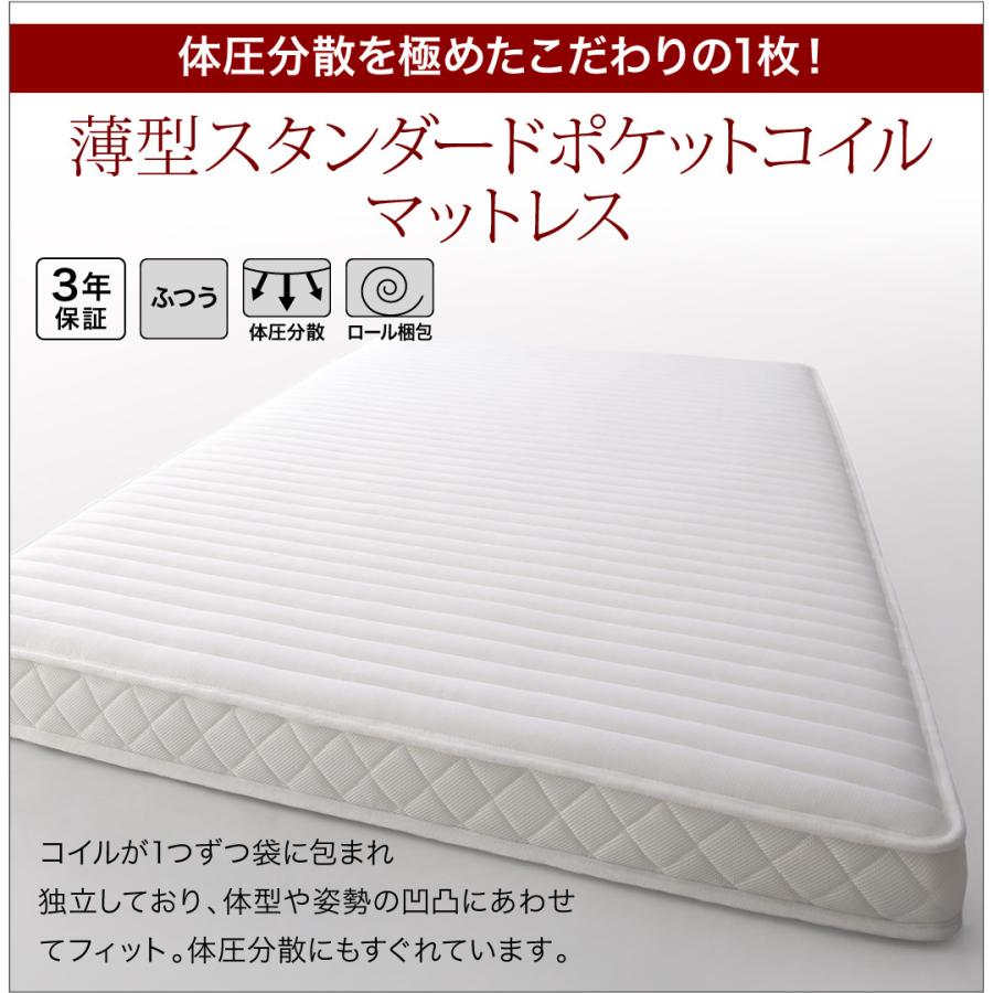 クローリー 〔薄型スタンダードポケットコイルマットレス付き〕 横開き シングル 深さグランド 【レイチェル】 ダークブラウン
