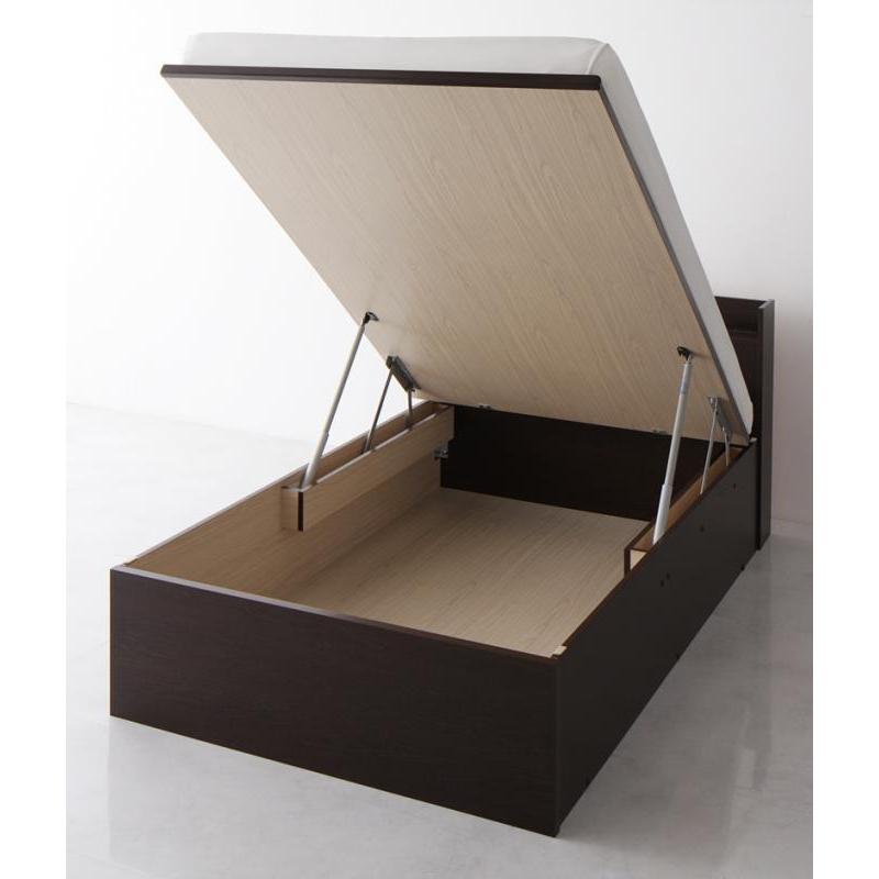 〔組立設置料込み〕跳ね上げ収納ベッド 〔Freeda〕 〔マルチラススーパースプリングマットレス付〕 縦開き セミシングル 深さグランド ナチュラル