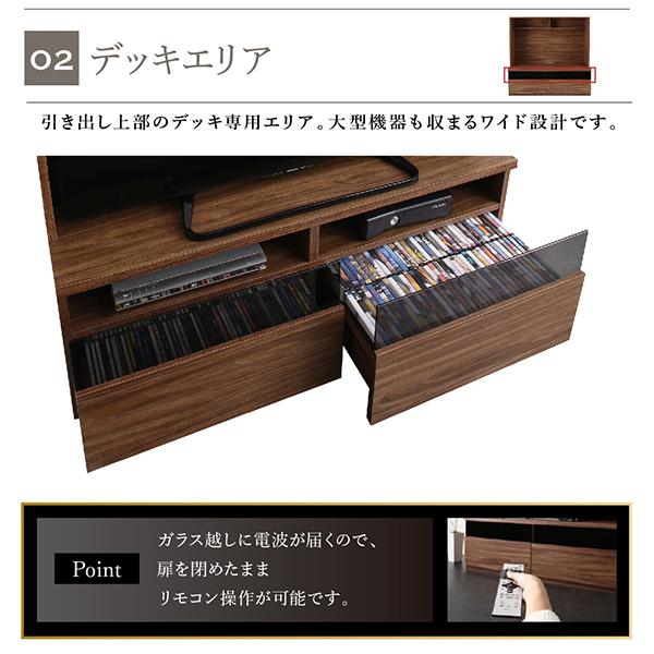 ミドルタイプテレビボードシリーズ 〔city sign〕シティサイン 3点セット(テレビボード+木扉キャビネット+ガラス扉キャビネット) ウォルナットブラウン_7