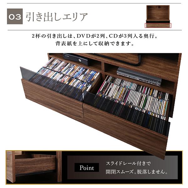 ミドルタイプテレビボードシリーズ 〔city sign〕シティサイン 3点セット(テレビボード+木扉キャビネット+ガラス扉キャビネット) ウォルナットブラウン_8