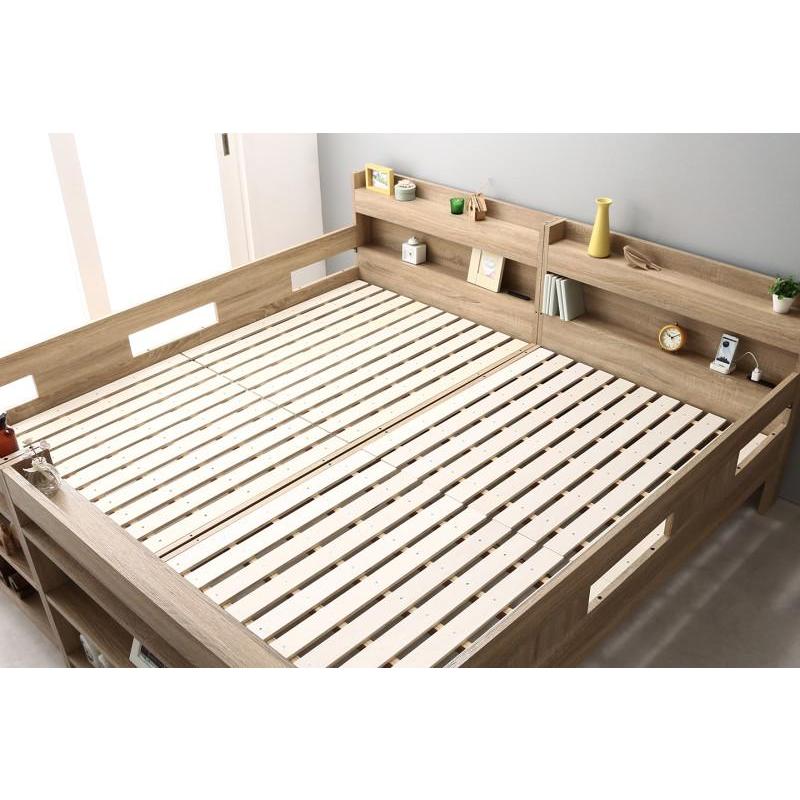 2段ベッドにもなるワイドキングサイズベッド 〔Whentass〕ウェンタス 〔ベッドフレームのみ・マットレスなし〕 フルガード ワイドK200 オークナチュラル