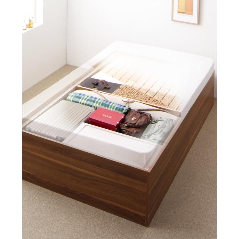 大容量収納庫付きベッド 〔サイヤストレージ〕 〔薄型スタンダードポケットコイルマットレス付き〕 深型 すのこ床板 シングル ホワイト
