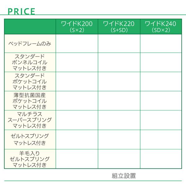 収納連結ベッド 〔アロンザ〕 〔スタンダードボンネルコイルマットレス付き〕 A+Bタイプ ワイドK240(SD×2) ナチュラル_15
