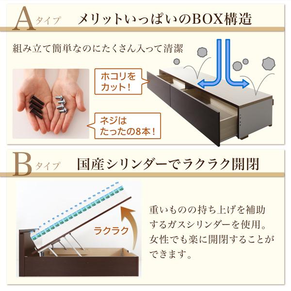 収納ベッド 〔キルヒェン〕 〔ベッドフレームのみ・マットレスなし〕 A+Bタイプ ワイドK200(S×2) ナチュラル_9