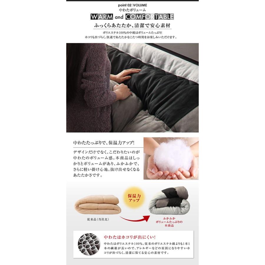 スウェード調パッチワーク こたつ布団 〔tsudoi〕ツドイ こたつ用掛け布団\u0026敷き布団2点セット 6尺長方形(90×180cm)天板対応 サイレントブラックの画像