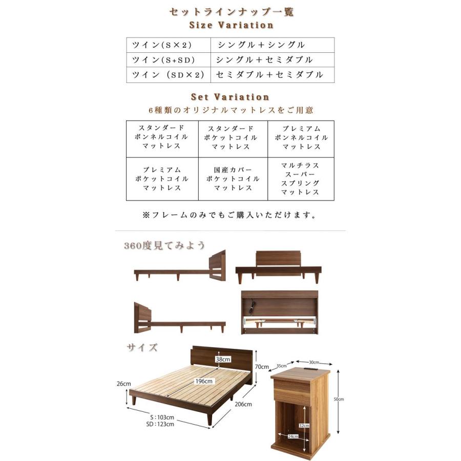 棚・コンセント付き ツインすのこベッド 〔Ruchlis〕ラクリス 棚・コンセント付き ツインすのこベッド 〔Ruchlis〕ラクリス