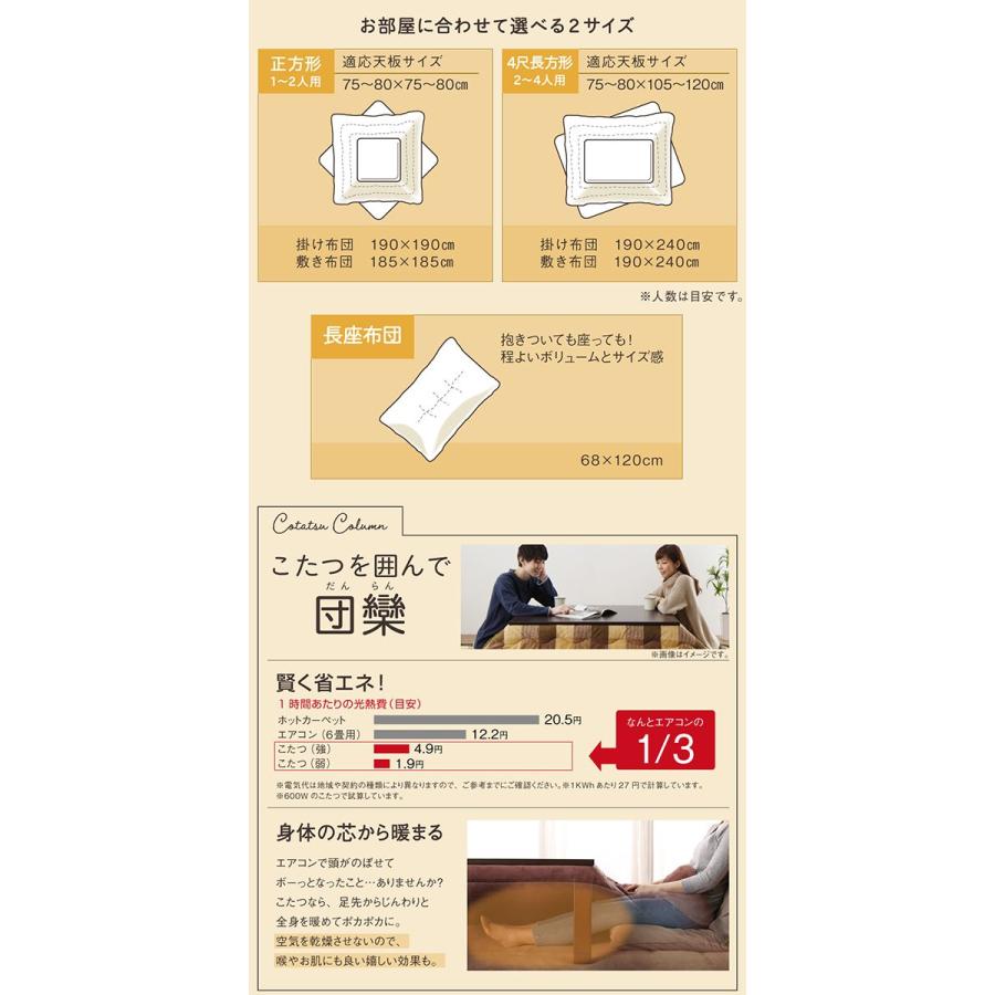 とろける綿ネル裏地 丸洗いできる こたつ布団続きもの 〔ノルモート〕 こたつ用掛け布団\u0026敷き布団2点仕かける まっ四角(80×80糎)天板相応う 緑であること