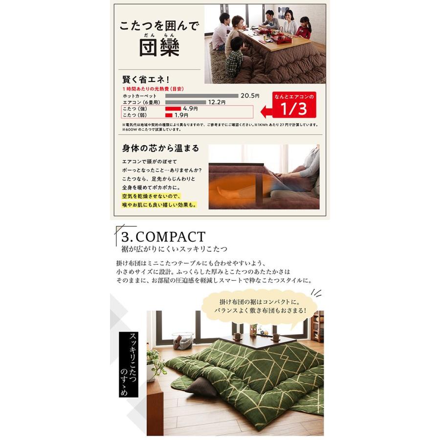 幾何学デザイン こたつ布団 〔Matica〕マティカ こたつ用掛け布団\u0026敷き布団2点セット 正方形(80×80cm)天板対応 グリーンの画像