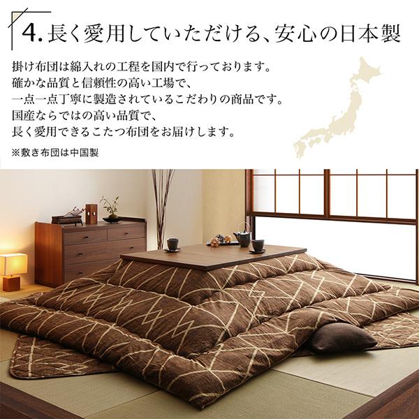 幾何学デザイン こたつ布団 〔Matica〕マティカ こたつ用掛け布団\u0026敷き布団2点セット 正方形(80×80cm)天板対応 グリーンの画像