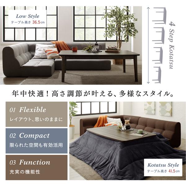 リビングダイニングシリーズ 〔Copori〕コポリ 4点セット(テーブルW105+2Pソファ+1Pソファ+コーナー) 【ミドル】 〔ソファ色〕ネイビー