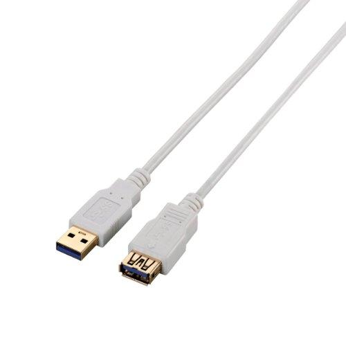 エレコム USB3.0ケーブル A-A延長タイプ スリム 1m ホワイト USB3-EX10WH