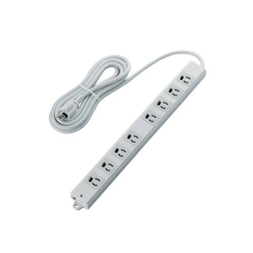 エレコム RoHS対応 工事用 8個口3ピン抜け止めタップ 雷サージ防止 3m T-WRMK3830LG/RS