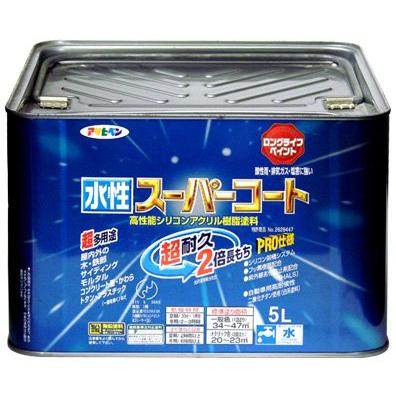 まとめ買い　アサヒペン　ペンキ　5L　ソフトグレー　水性スーパーコート　水性多用途　〔3缶セット〕