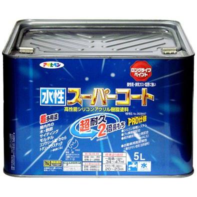 まとめ買い アサヒペン ペンキ 水性スーパーコート 水性多用途 銀黒 5L 〔3缶セット〕