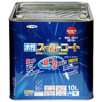 まとめ買い アサヒペン ペンキ 水性スーパーコート 水性多用途 ツヤ消し白 10L 〔3缶セット〕