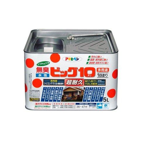 まとめ買い アサヒペン 水性ビッグ10多用途 212アイボリー 5L 〔3缶セット〕