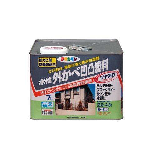 まとめ買い アサヒペン 水性外かべ凹凸塗料 ツヤあり アイボリー 7L 〔3缶セット〕