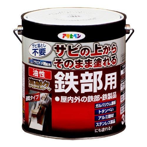 （まとめ買い）アサヒペン　油性高耐久鉄部用　グレー　3L　〔3缶セット〕