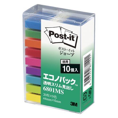 （まとめ買い）スリーエム ポストイット透明スリム見出しエコノパック 6801MS 00040989 〔×3〕