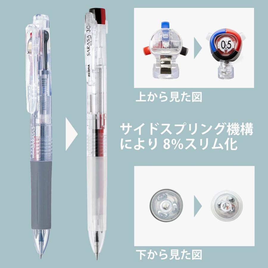 メール便発送 ゼブラ サラサクリップ3C 3色ボールペン 0.4mm 赤 J3JS5-R｜kireshop｜05