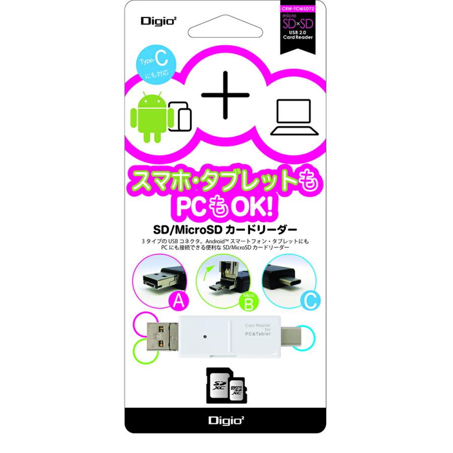 （まとめ買い）ナカバヤシ C&MicroB&A SDカードリーダー ホワイト CRW-TCMSD72W 〔×3〕_3