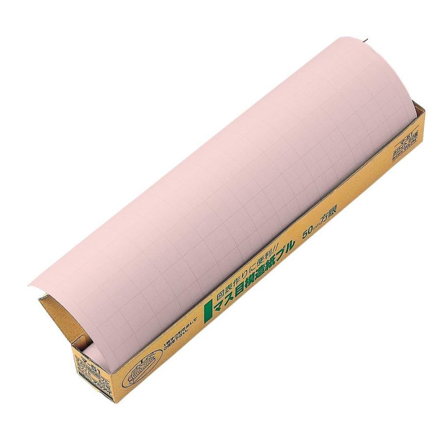 （まとめ買い）マルアイ マス目模造紙 プルタイプ ピンク 50枚 マ-51P 〔×3〕 模造紙
