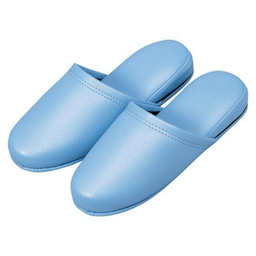 オーミケンシ - 抗菌なめし革調家庭用スリッパ10足 青味 36052 (10P) 00069841