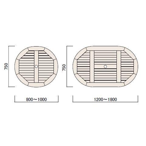 の商品検索や ジャービス商事 天然木無垢材 コンビネーションテーブル用天板 楕円形天板0807 36365 天板のみ 木製 ガーデンテーブル部材