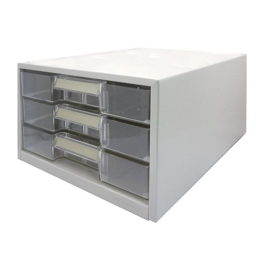 KOKUYO（コクヨ） レターケース 透明プラスチック引き出し A4 縦 3段