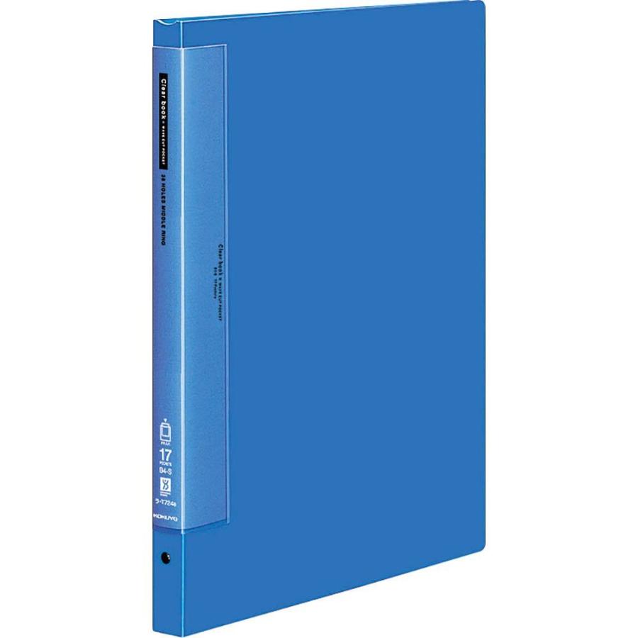 （まとめ買い）コクヨ クリヤーブック ウェーブカット 替紙式 B4縦 17ポケット 青 ラ-T724B 〔3冊セット〕