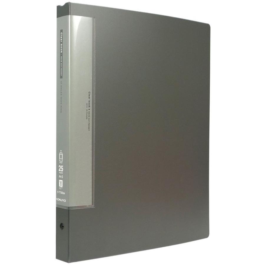 （まとめ買い）コクヨ クリヤーブック ウェーブカット 替紙式 A4縦 25ポケット ダークグレー ラ-T730DM 〔3冊セット〕