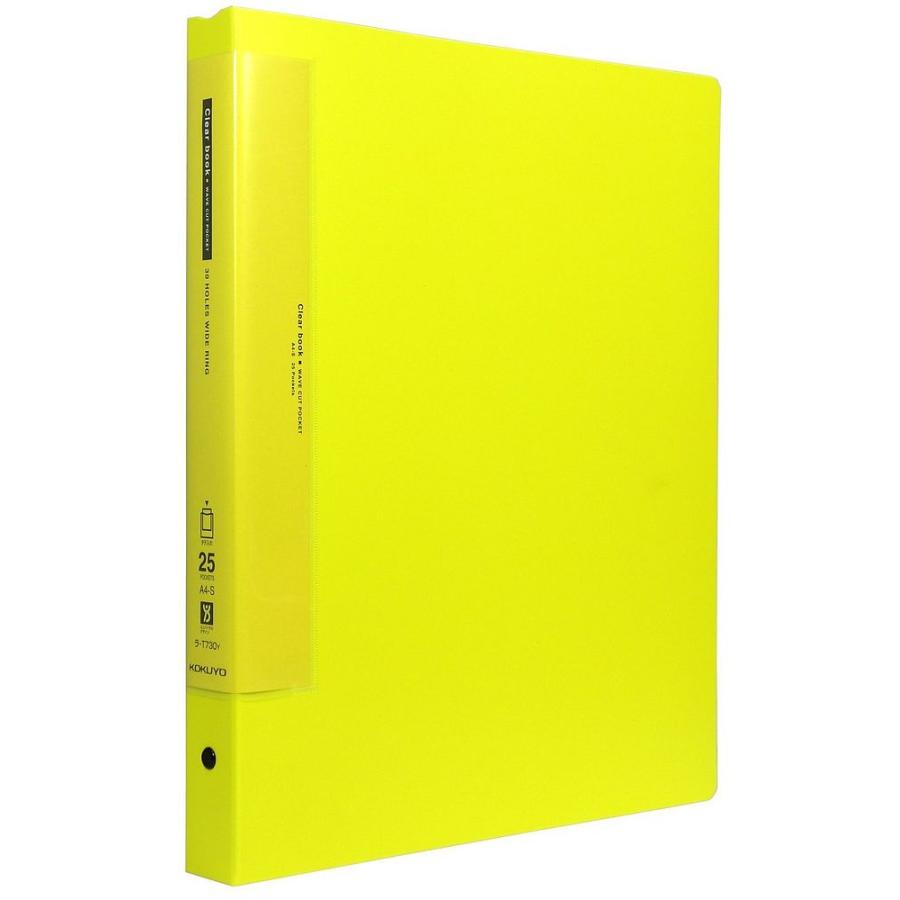 （まとめ買い）コクヨ クリヤーブック ウェーブカット 替紙式 A4縦 25ポケット 黄 ラ-T730Y 〔3冊セット〕