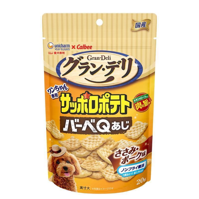 （まとめ買い）ユニ・チャーム グラン・デリ ワンちゃん専用サッポロポテト バーベQあじ ささみ・ポーク味 20g 〔×12〕