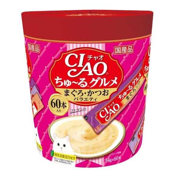 （まとめ買い）いなばペットフード CIAO ちゅ〜るグルメ まぐろ・かつおバラエティ 14g×60本 SC-222 猫用 〔×3〕