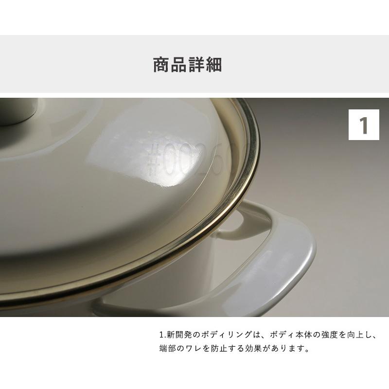 富士ホーロー 公認商品 両手鍋 16cm IH対応 EXシリーズ(EX-16C) 2.1L