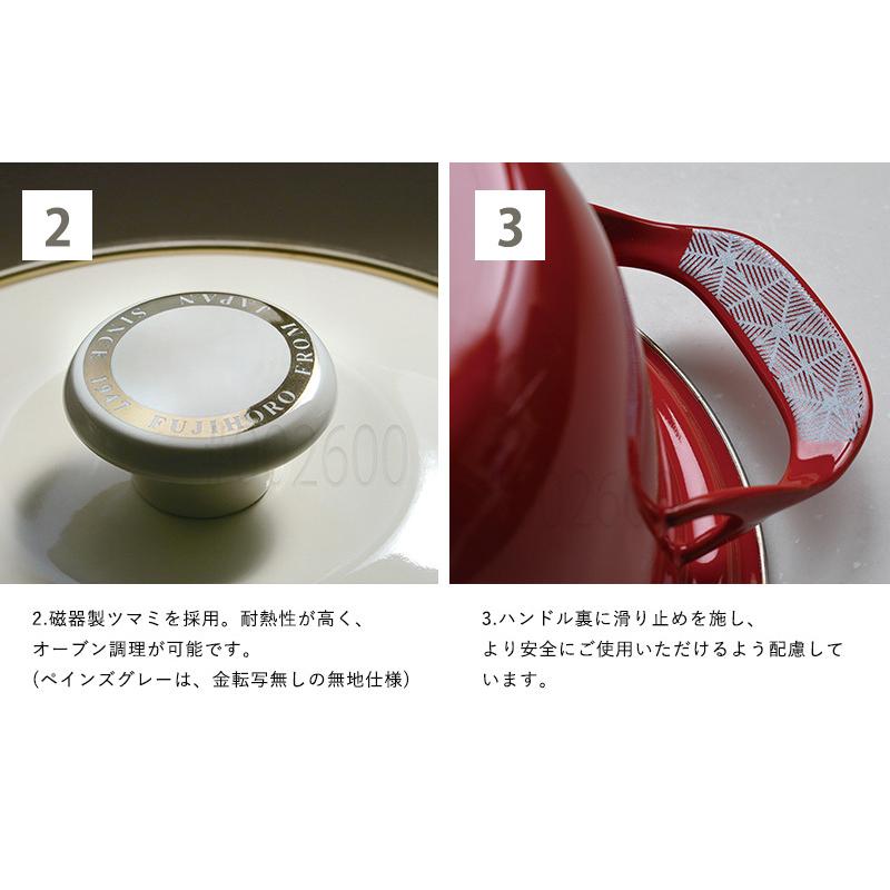 富士ホーロー 公認商品 両手鍋 16cm IH対応 EXシリーズ(EX-16C) 2.1L