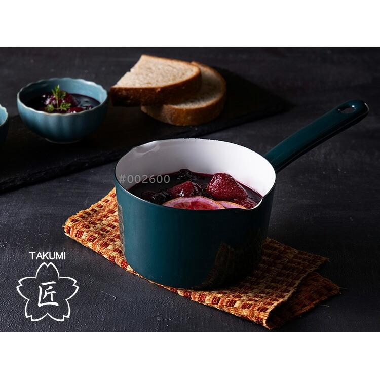 富士ホーロー 公認商品 片手鍋 12cm 小さめ ミルクパン 北欧 匠 たくみ