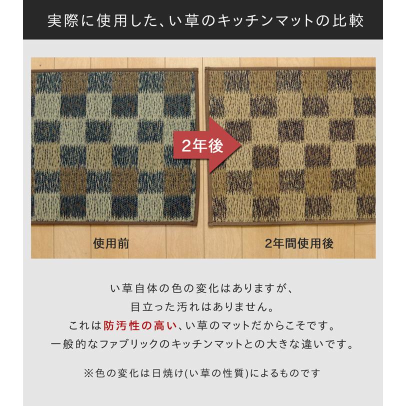 キッチンマット 台所マット 選べる9柄い草マット 60×270cm 60 270 おしゃれ い草 イ草 国産 日本製 ロングマット ワイド システムキッチン ikh メーカー直送の画像