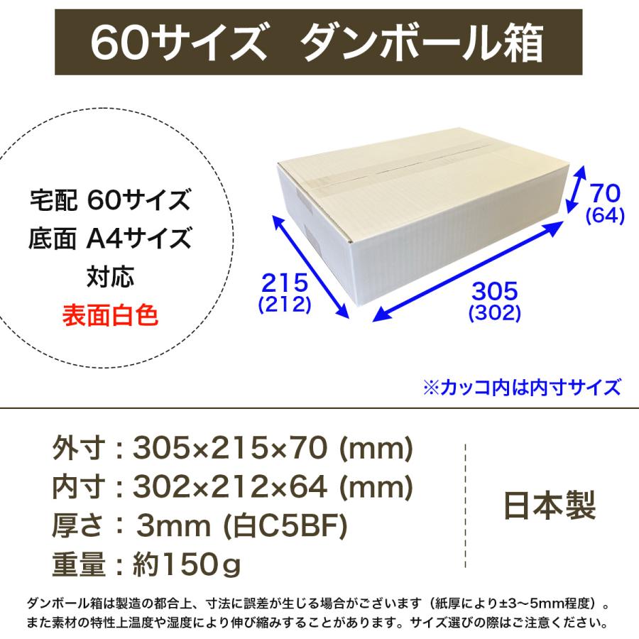 桐パック 段ボール 白 ダンボール箱 60サイズ A4 国産 100枚セット