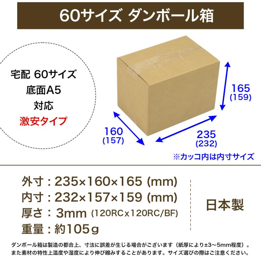 桐パック 激安 段ボール 段ボール箱 60サイズ A5 100枚 小さい 広告