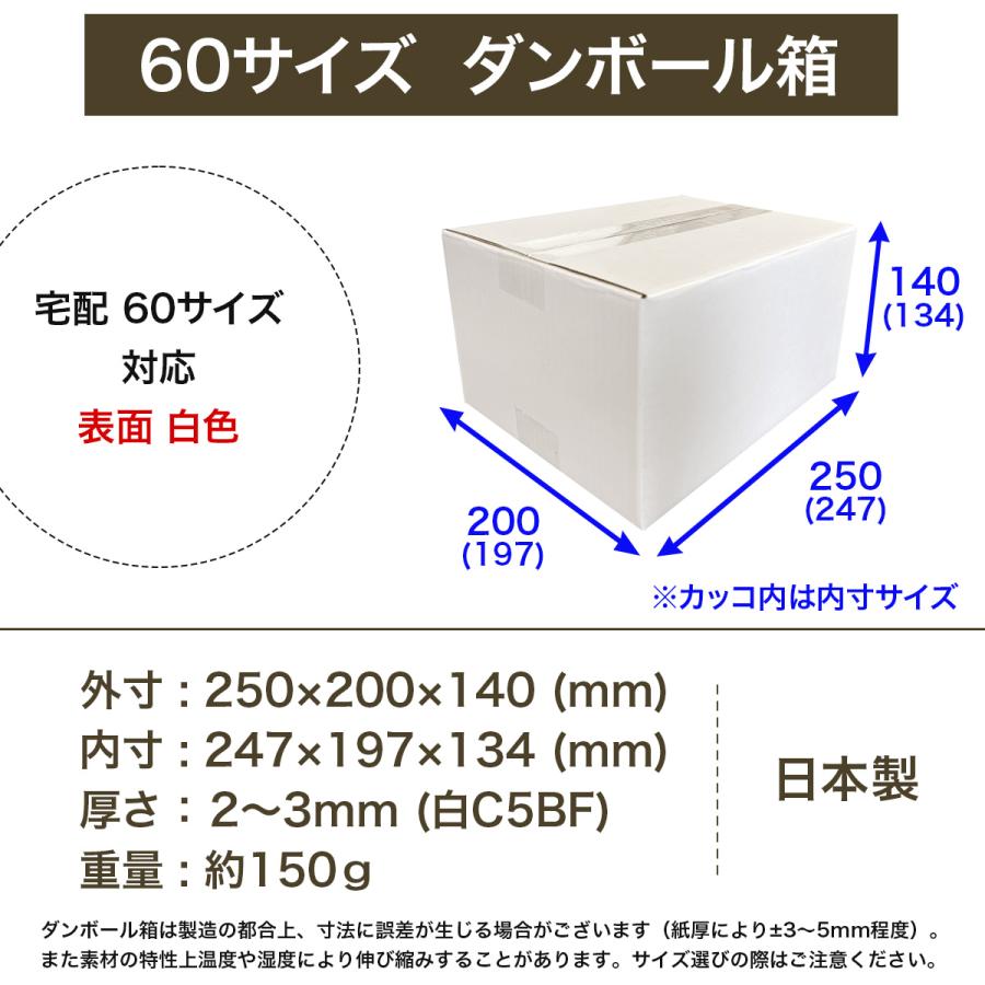 桐パック 段ボール 白 ダンボール箱 60サイズ 国産 160枚セット きれい