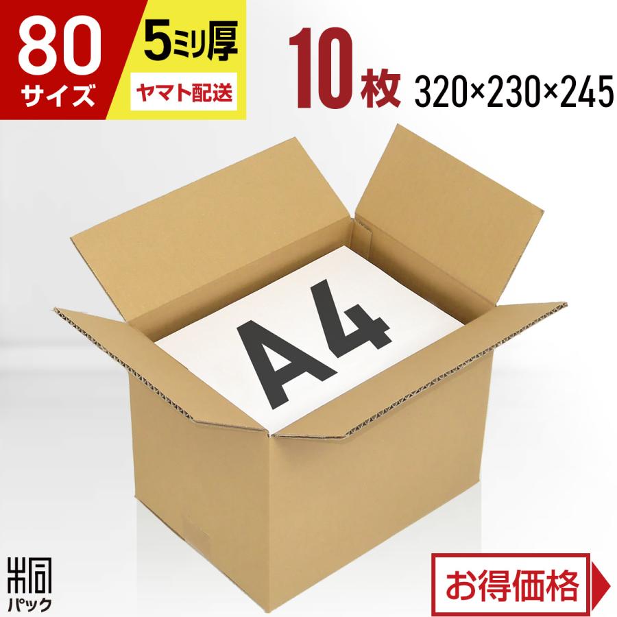 桐パック ダンボール 段ボール箱 80サイズ A4 国産 10枚セット 厚手