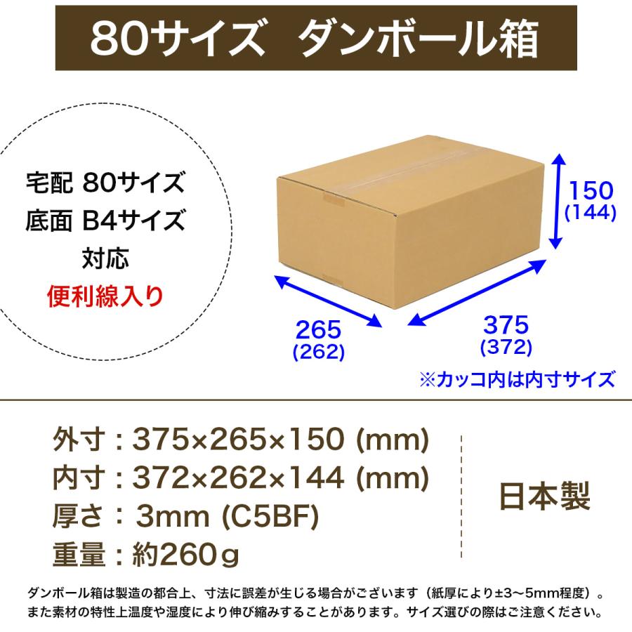 段ボール箱 80サイズ 段ボール B4 薄型 国産 80枚セット 高さ調整  梱包 宅配 通販 ゆうパック ケース｜kiripack｜02