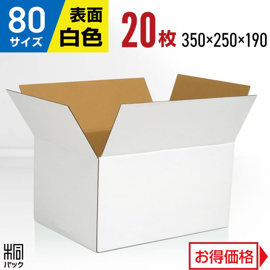 桐パック 段ボール 白 段ボール箱 80サイズ 定番 国産 20枚セット