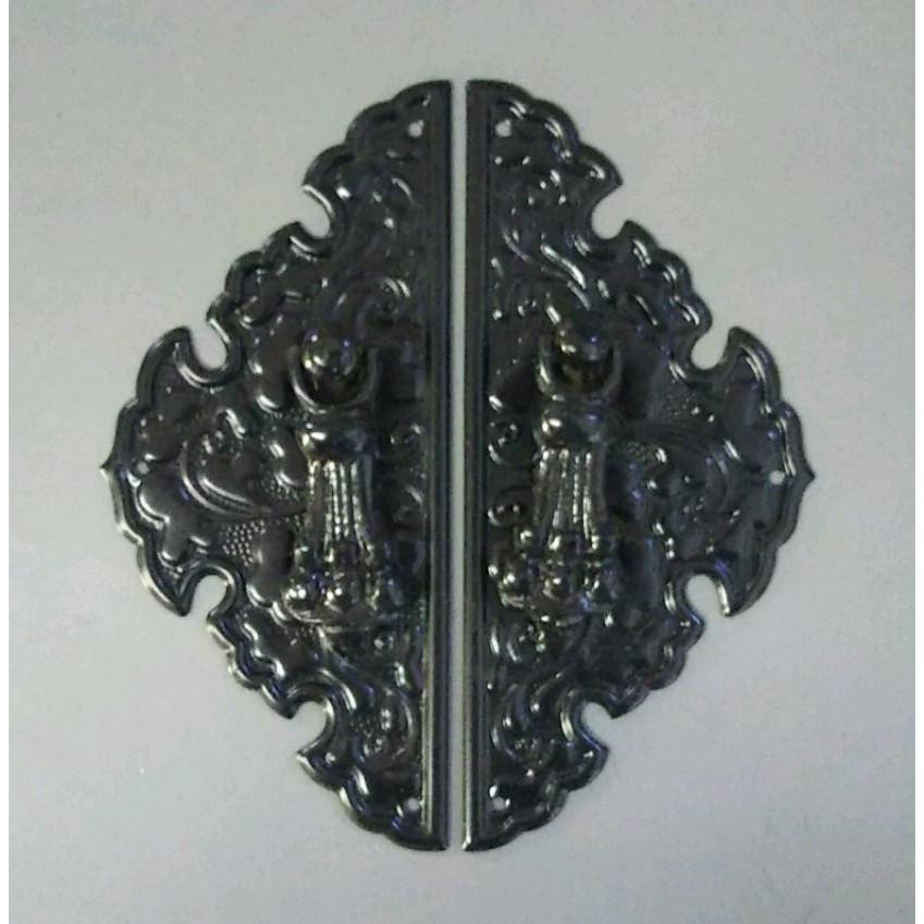 真鍮製 和箪笥 金具フルセット 16個＋錠前・釘付 昭和レトロ 時代家具DIY 箪笥金具たんす前飾りDIY建具唐草扉前飾り 商品番号k-63350 : 桐箪笥