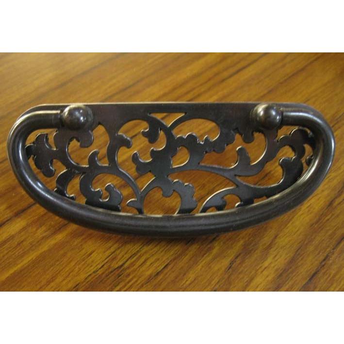 和家具 取っ手 つまみ DIY 唐草かん・古美色・大・足幅47mm 商品番号k