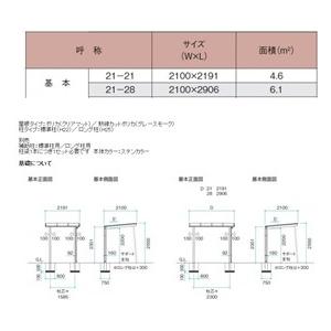 サイクルポート　タカショー　アートポートミニ　21-21　『サビに強いアルミ製　ポリカ屋根（クリアマット色）　おしゃれ　家庭用　標準柱（H22）　自転車置場　屋根』