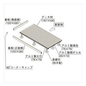 YKKAP リウッドデッキS 1間×4尺 Uタイプ(埋込式) DIY キット ウッドデッキ 人工木 樹脂 施工説明書付 腐らない 縁台 リウッド200後継 施主支給の画像